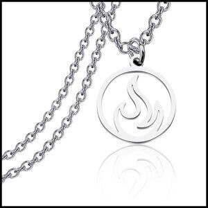Stainless Steel Fire Flame Pendant Necklace Hip Hop Fashion Jewelry Gift